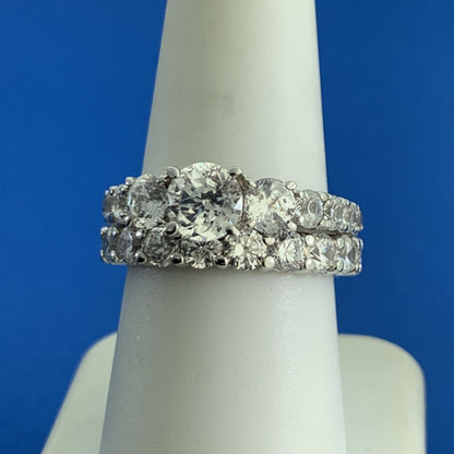 Diamonique Cubic Zirconia 925 Sterling Silver Wedding Bridal Rings Set