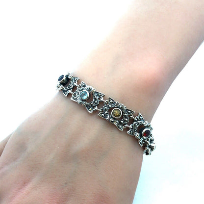 Designer 925 Sterling Silver Multigemstone Statement Tennis Bracelet