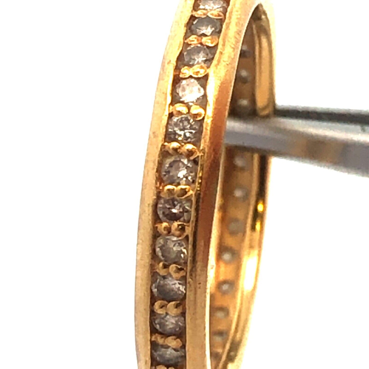 18K Yellow Gold Round Channel Set Diamond Eternity Anniversary Wedding Ring Band