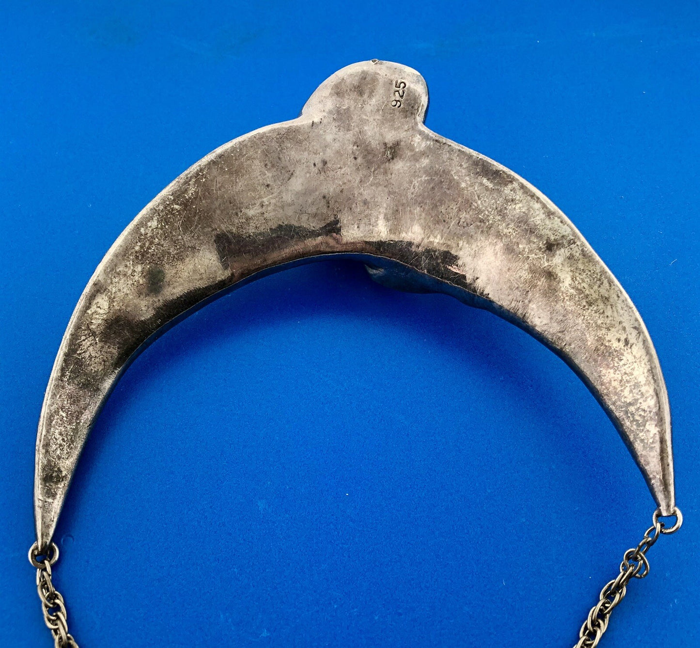 925 Sterling Silver Modernist Wave Figural Statement Choker Necklace