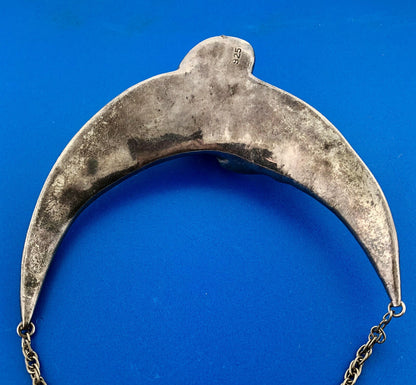 925 Sterling Silver Modernist Wave Figural Statement Choker Necklace