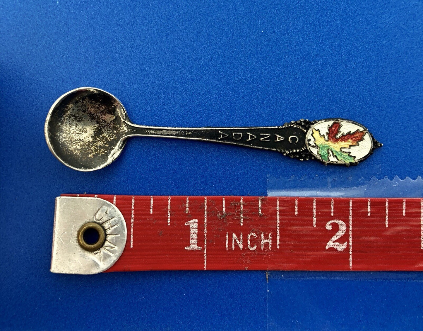 BMCo Sterling Silver Multi Color Enamel Canada Maple Leaf Souvenir Salt Spoon