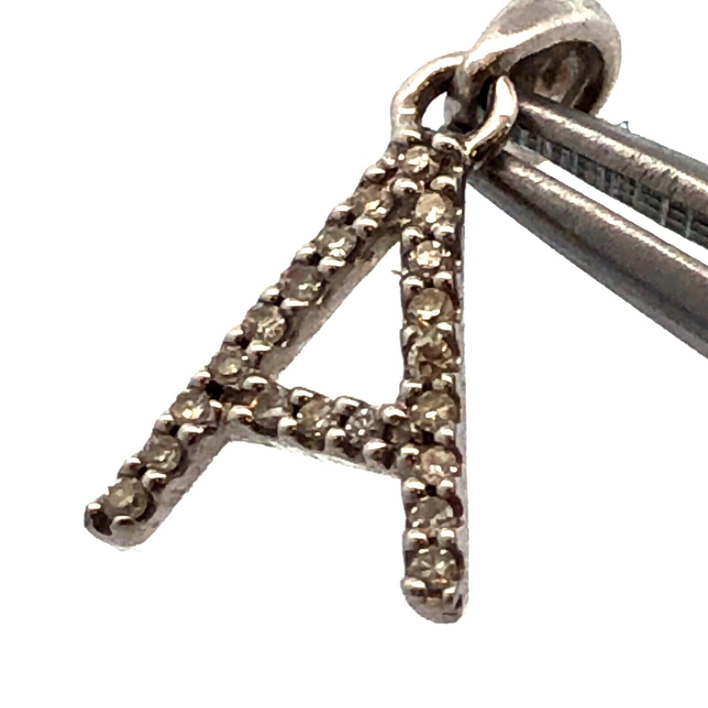 Designer Sabrina 14K White Gold Round Diamond Letter Initial A Name Pendant