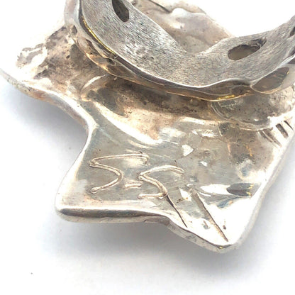 Artisan Hand Cast Signed 925 Sterling Silver Modernist Animal Statement Ring