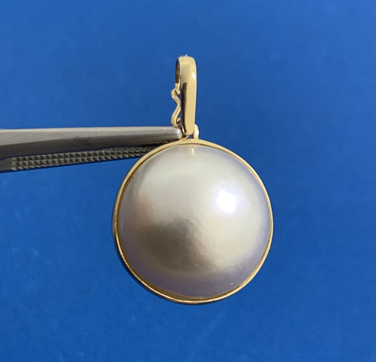 Designer JYES 14K Yellow Gold Mabe Pearl Enhancer Pendant