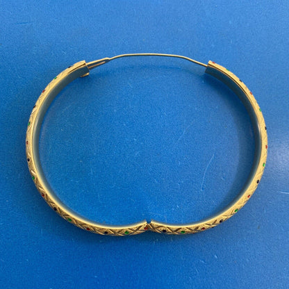 Designer 14K Yellow Gold Textured Bangle Bracelet