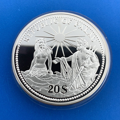 1994 Republic Palau $20 5 Oz Silver Independence Colorized Proof Coin Low Mntg