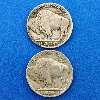 1938 D Indian Head Buffalo Nickel Key Better Rare Denver Mint Two Coin Lot