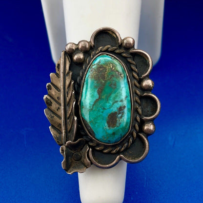 Vintage Native American 925 Sterling Silver Turquoise Statement Finger Ring