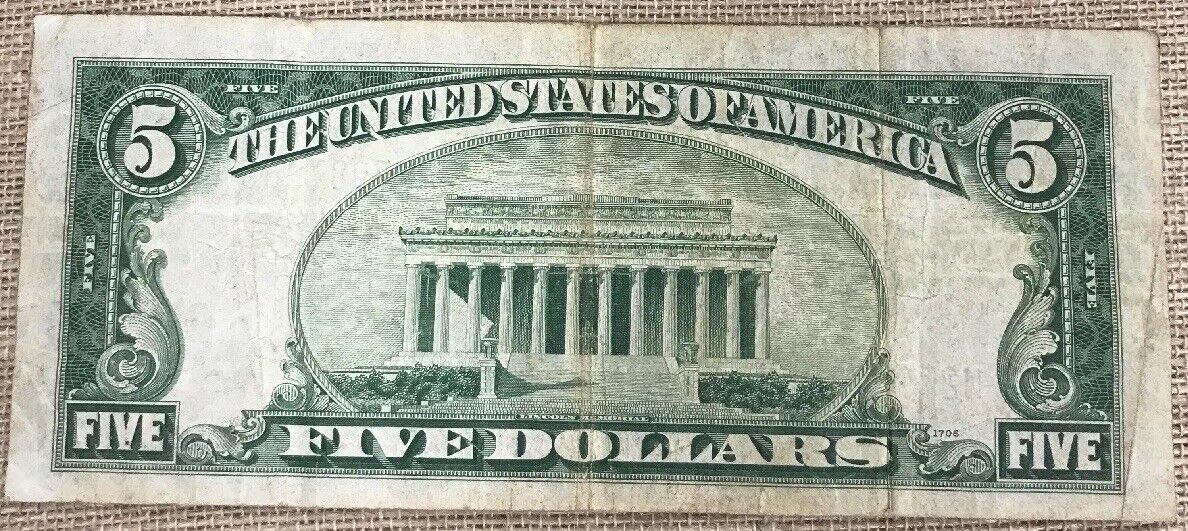1934 C $5 United States Silver Certificate Julian/Snyder Fr. 1653