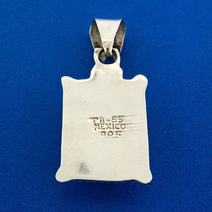 Stunning Taxco Mexican Sterling Silver 925 TA-S3 Glass Rectangle Dangle Pendant