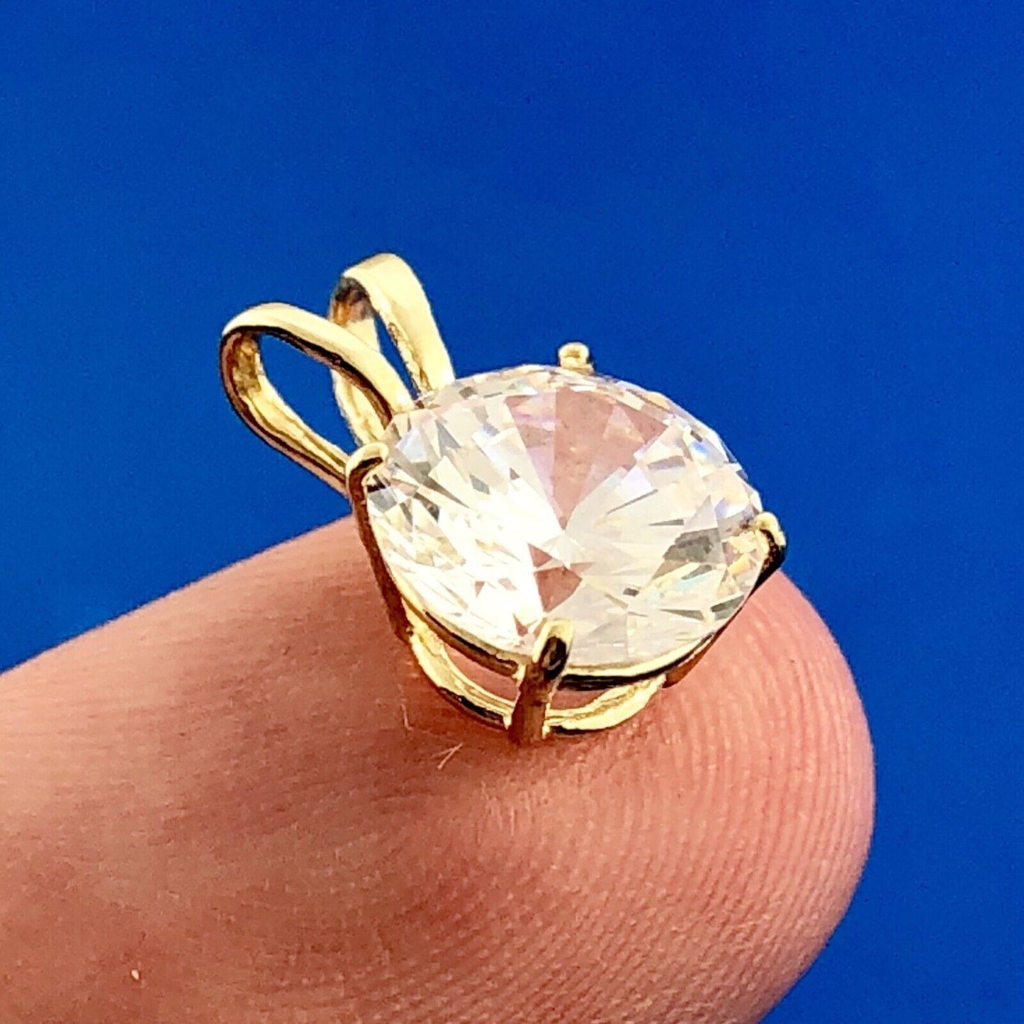 Classic 14K Yellow Gold Solitaire 2 Carat Cubic Zirconia CZ Drop Dangle Pendant