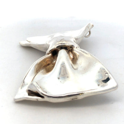 Vintage 925 Sterling Silver Bow Statement Pin Combination Brooch Pendant