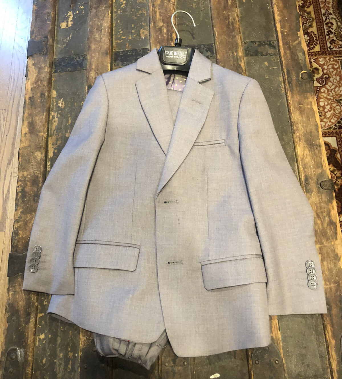 Designer Issac Mizrahi Boys Polyester Wool Blend Gray Size 6 2 Piece Suit