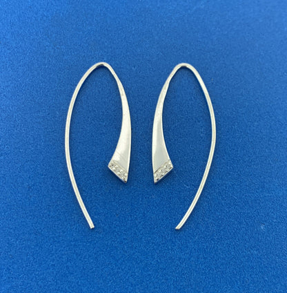 Designer 925 Sterling Silver Cubic Zirconia Slide Drop Earrings