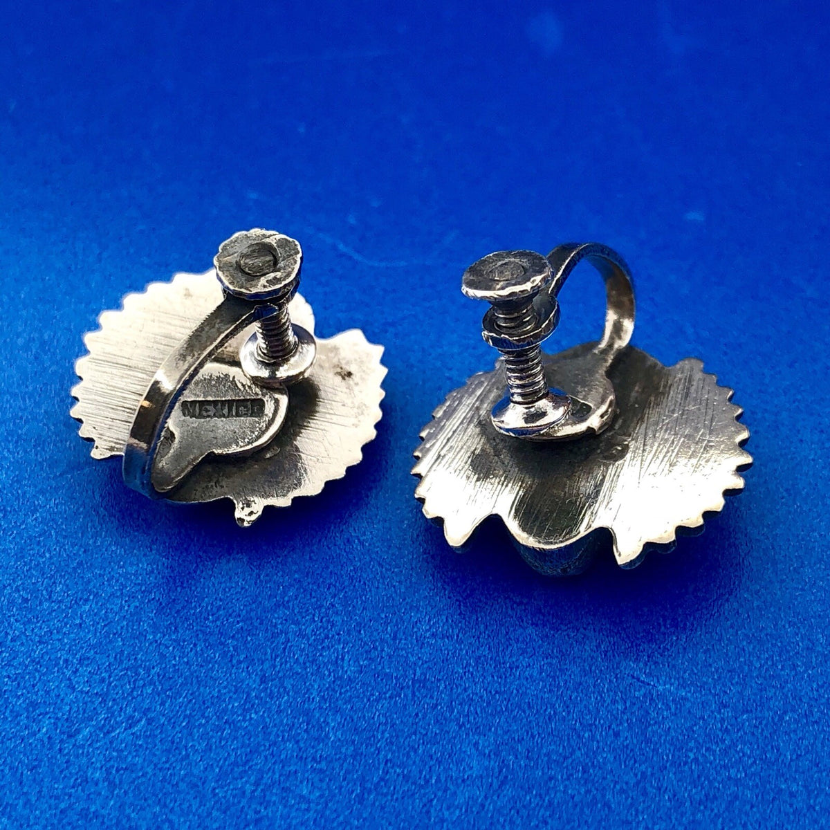 Art Deco Art Nouveau Artisan 925 Sterling Silver Swan Screw Back Earrings