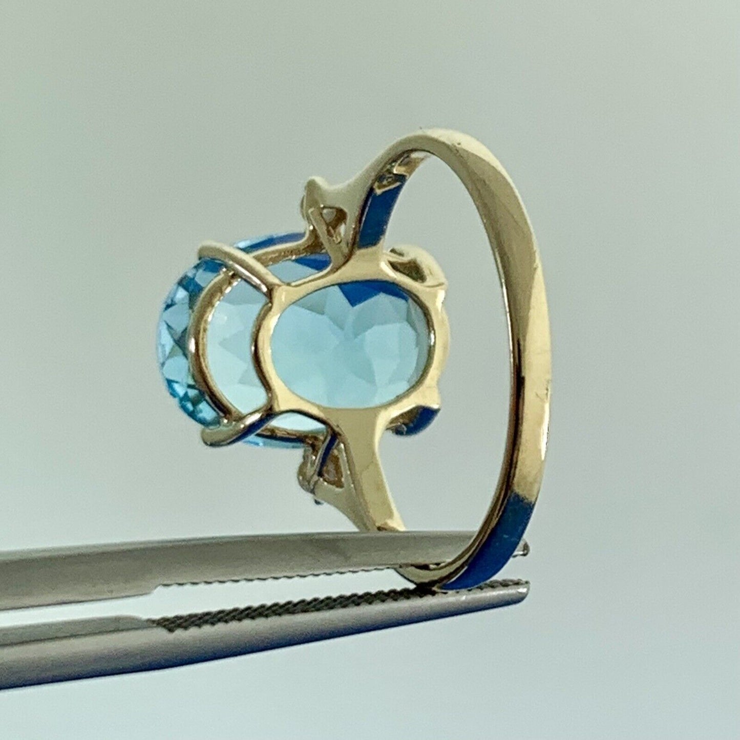 Designer Blue Topaz & Diamond Accents 14K Yellow Gold Statement Ring