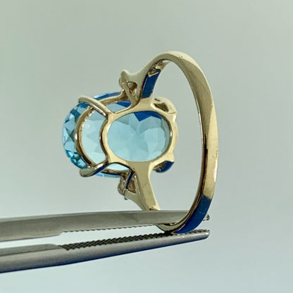 Designer Blue Topaz & Diamond Accents 14K Yellow Gold Statement Ring