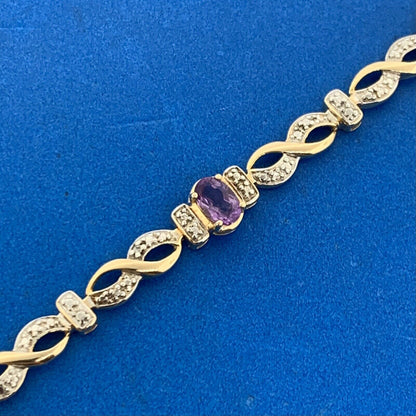 Vermeil 925 Sterling Silver Citrine Amethyst Peridot Blue Topaz Tennis Bracelet