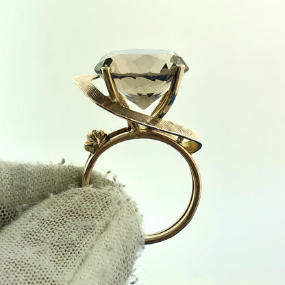 Gorgeous 14k Yellow Gold Large Smoky Quartz Free Form Statement Ring Size 7.25