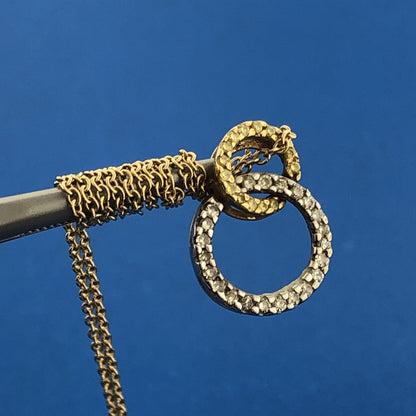 Designer 14K Yellow White Gold Canary & White Diamond Eternity Infinity Necklace