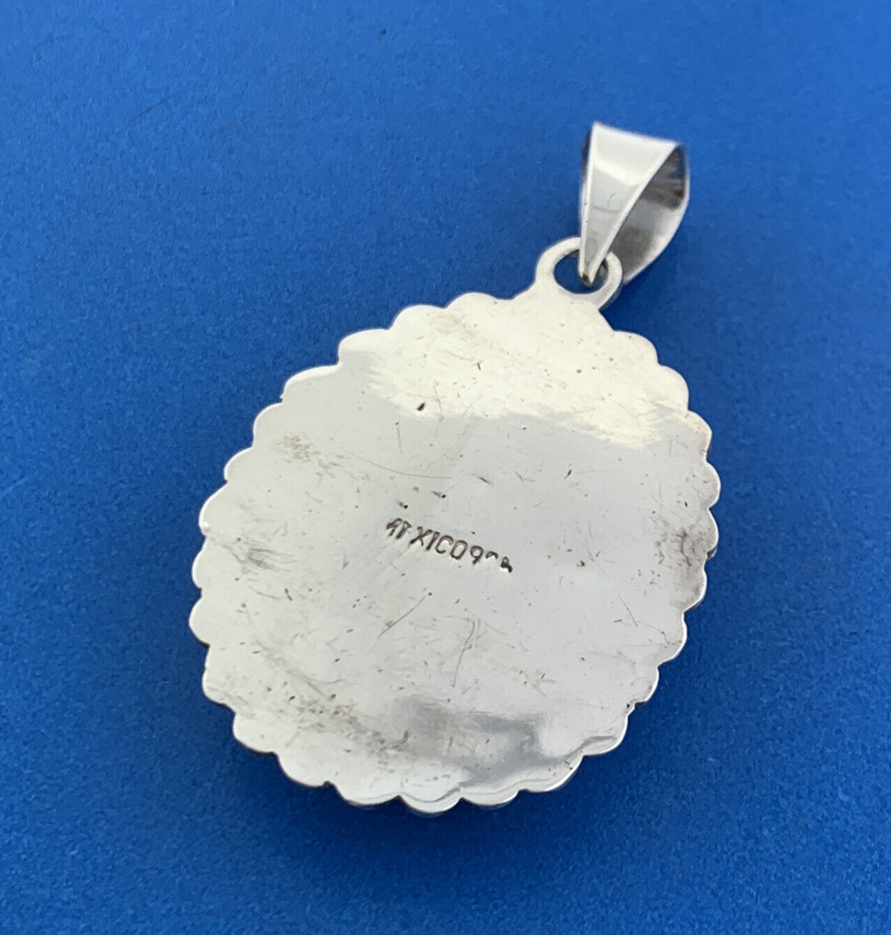 Estate Mexican Sterling Silver 925 Oval Cabochon Red Jasper Dangle Pendant