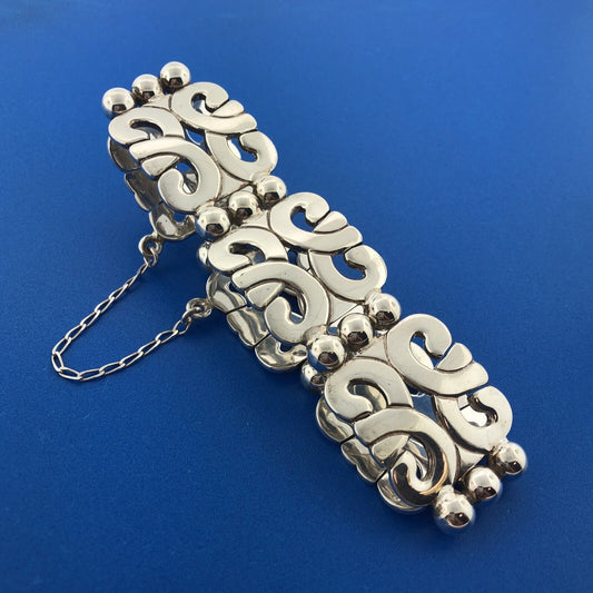Vintage ATI Mexico Sterling Silver 925 Modernist Artisan Hinged Panel Bracelet