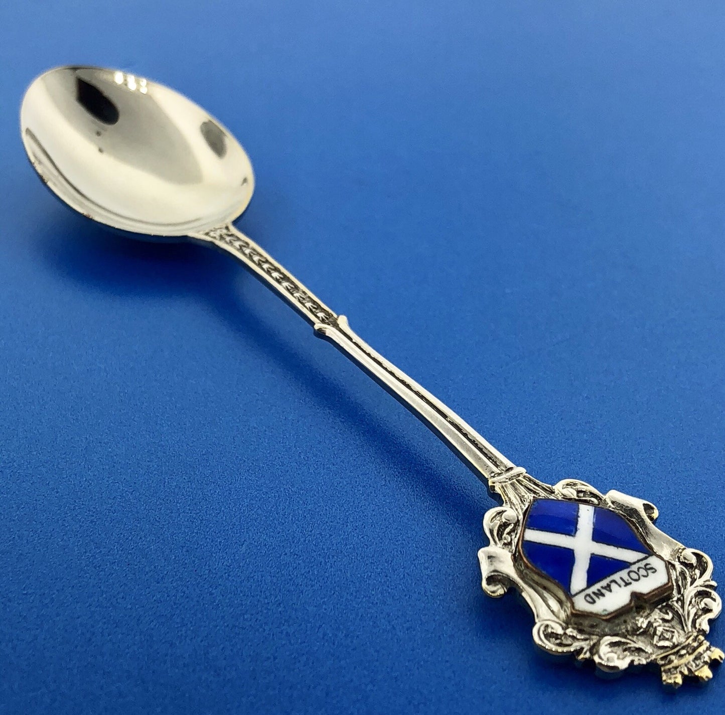 Vintage Foreing EPNS Enamel Silver Tone Scotland Souvenir Spoon