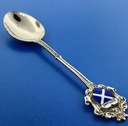 Vintage Foreing EPNS Enamel Silver Tone Scotland Souvenir Spoon