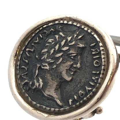 Designer 925 Sterling Silver Italy Ancient Coin Omega Back Earrings