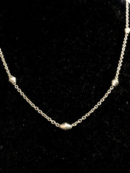 Italy 925 Sterling Silver Round Engravable Tag Station Oval Link Chain Necklace