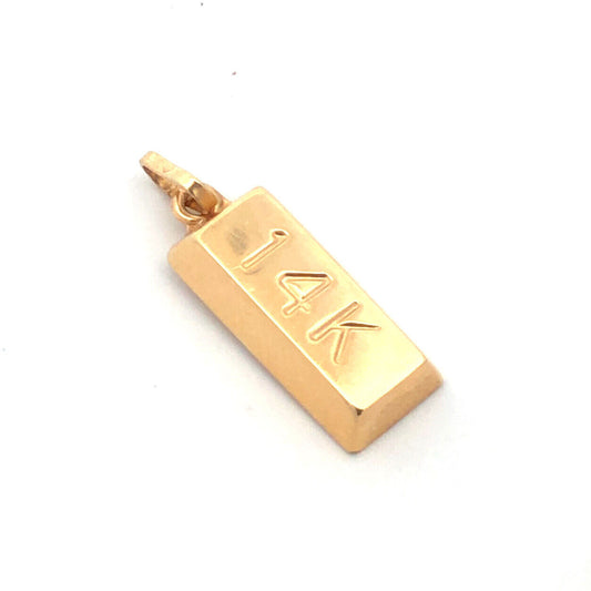 Designer 14K Yellow Gold Gold Bar Ingot Charm Pendant