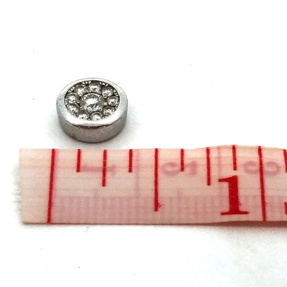 Designer 14K White Gold Round Diamond Cluster Round Slide Pendant