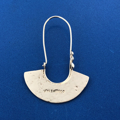 Stunning Mexican Sterling Silver 925 Textured Crescent Drop Wire Hook Earrings