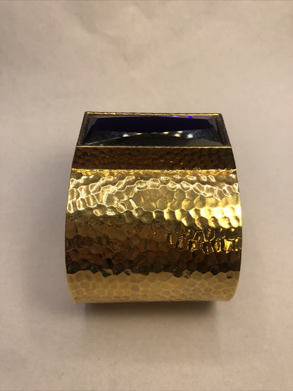 IMAN CN Gold Tone Hammered Metal Purple Cubic Zircoina Statement Cuff Bracelet