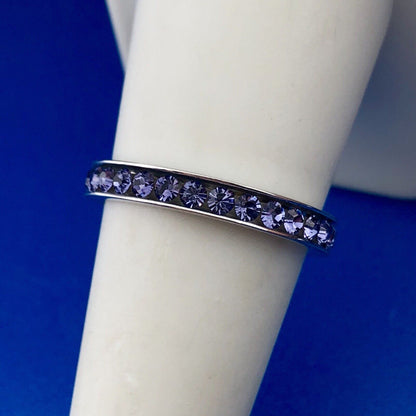 Sensational Designer 925 Sterling Silver Amethyst February Anniversary Band Ring