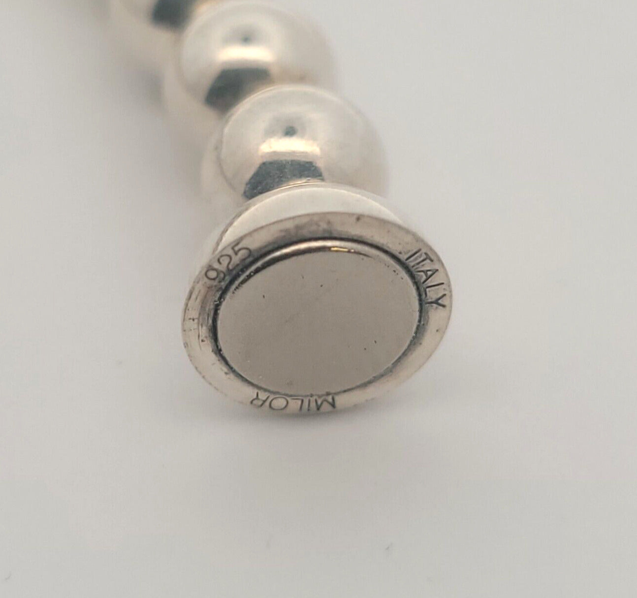 Designer Milor Italy 925 Sterling Silver Ball Bead Link Magnetic Clasp Bracelet