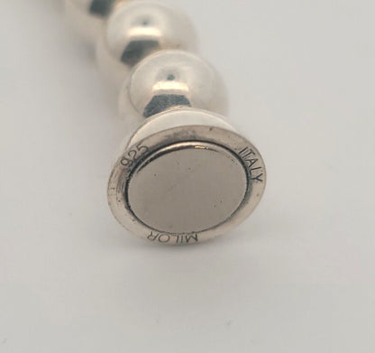 Designer Milor Italy 925 Sterling Silver Ball Bead Link Magnetic Clasp Bracelet