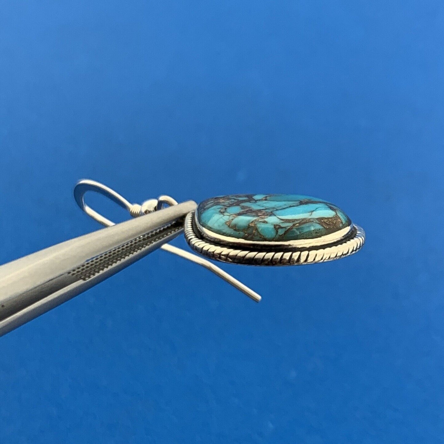 Designer 925 Sterling Silver Turquoise Inlay Doublet Drop Dangle Earrings