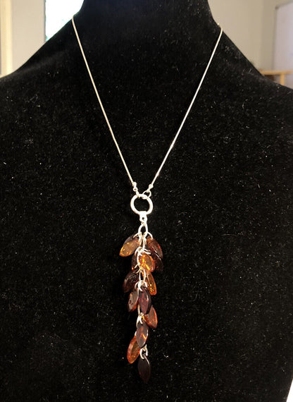 Designer 925 Sterling Silver Amber Courage Talisman Amulet Statement Necklace