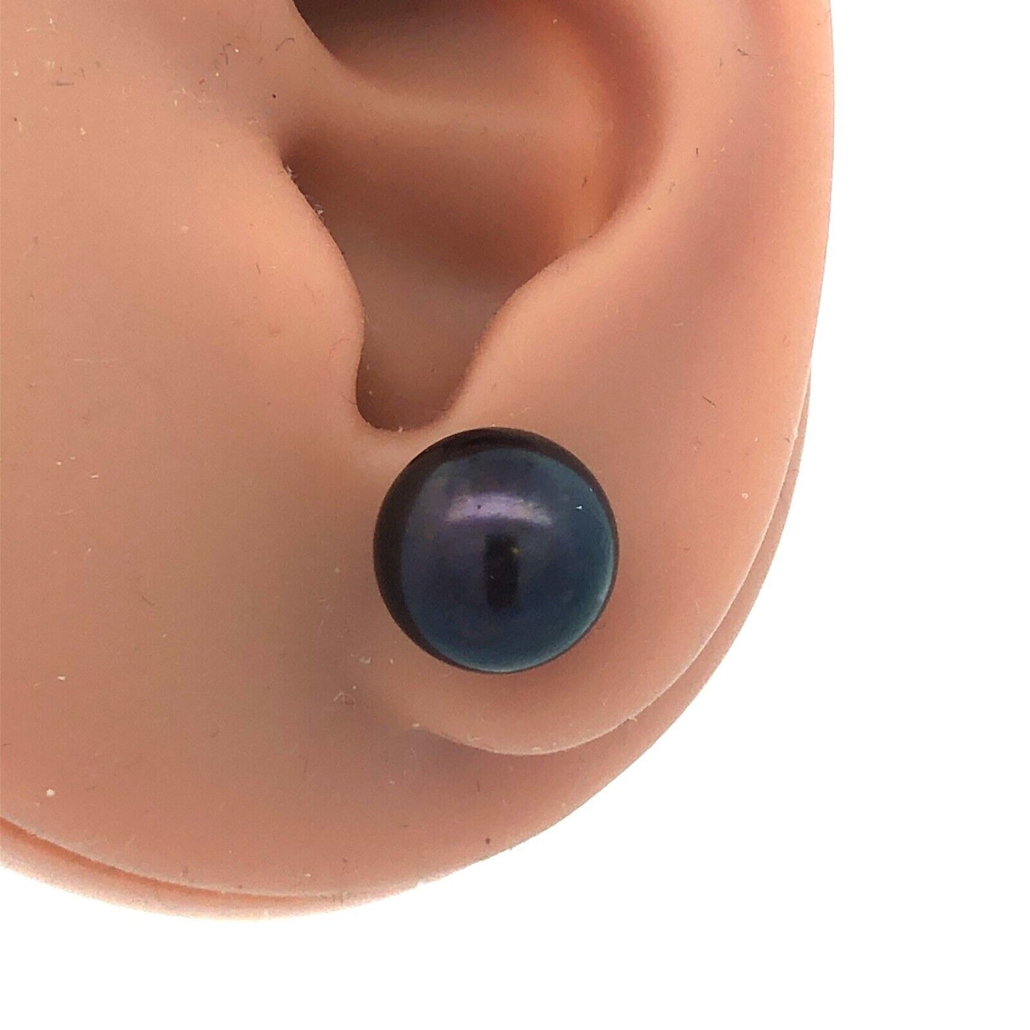 Designer 14K Yellow Gold Black Pearl Statement Stud Earrings 10.5mm