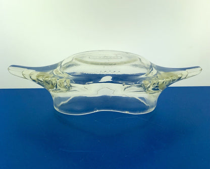 Mid Century Glass Bake Patent 124842 Clear Glass Stuffed Crab Mold Dish