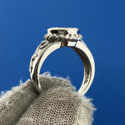 Designer Sterling Silver 925 Garnet Bead Scroll Work January Cocktail Ring