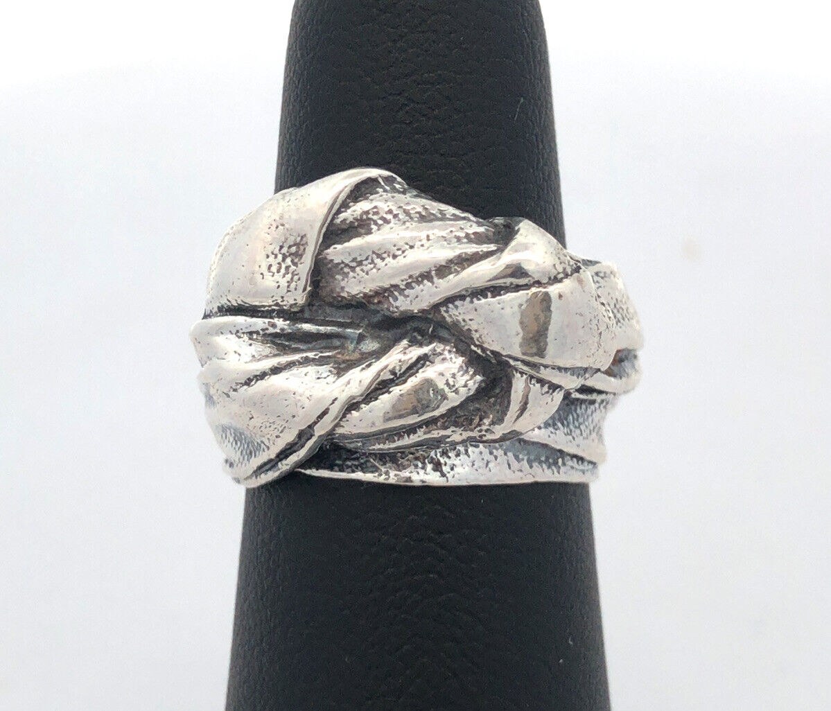 Designer Mignon Faget 925 Sterling Silver Knots & Bows Collection Wide Knot Ring