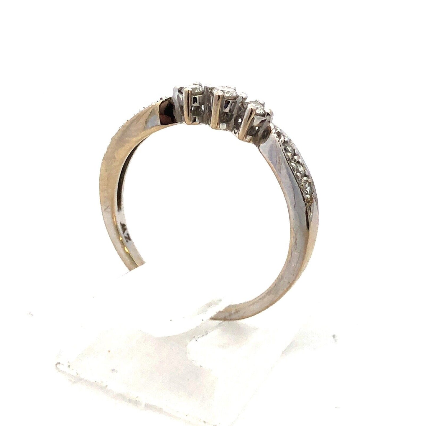 Designer 14K White Gold Round Diamond Wedding Anniversary Promise Band Ring