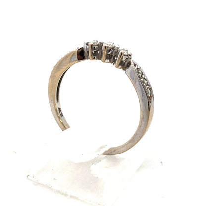 Designer 14K White Gold Round Diamond Wedding Anniversary Promise Band Ring