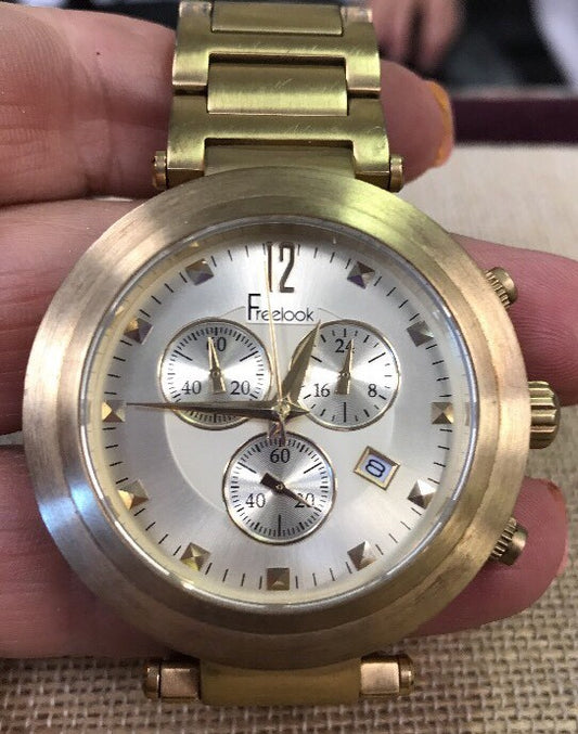 Unisex Gold-Toned Stainless Steel Freelook Chronograph Quartz Watch HA1136CHMG