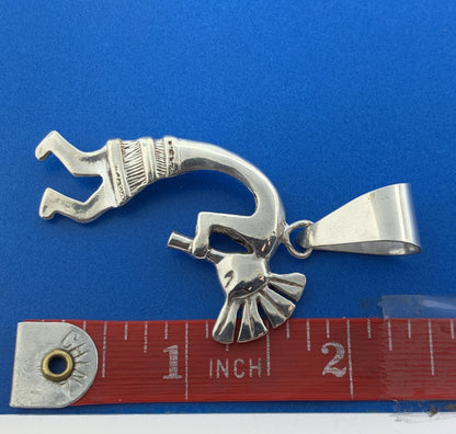 Vintage Native American Sterling Silver Kokopelli Statement Fertility Pendant