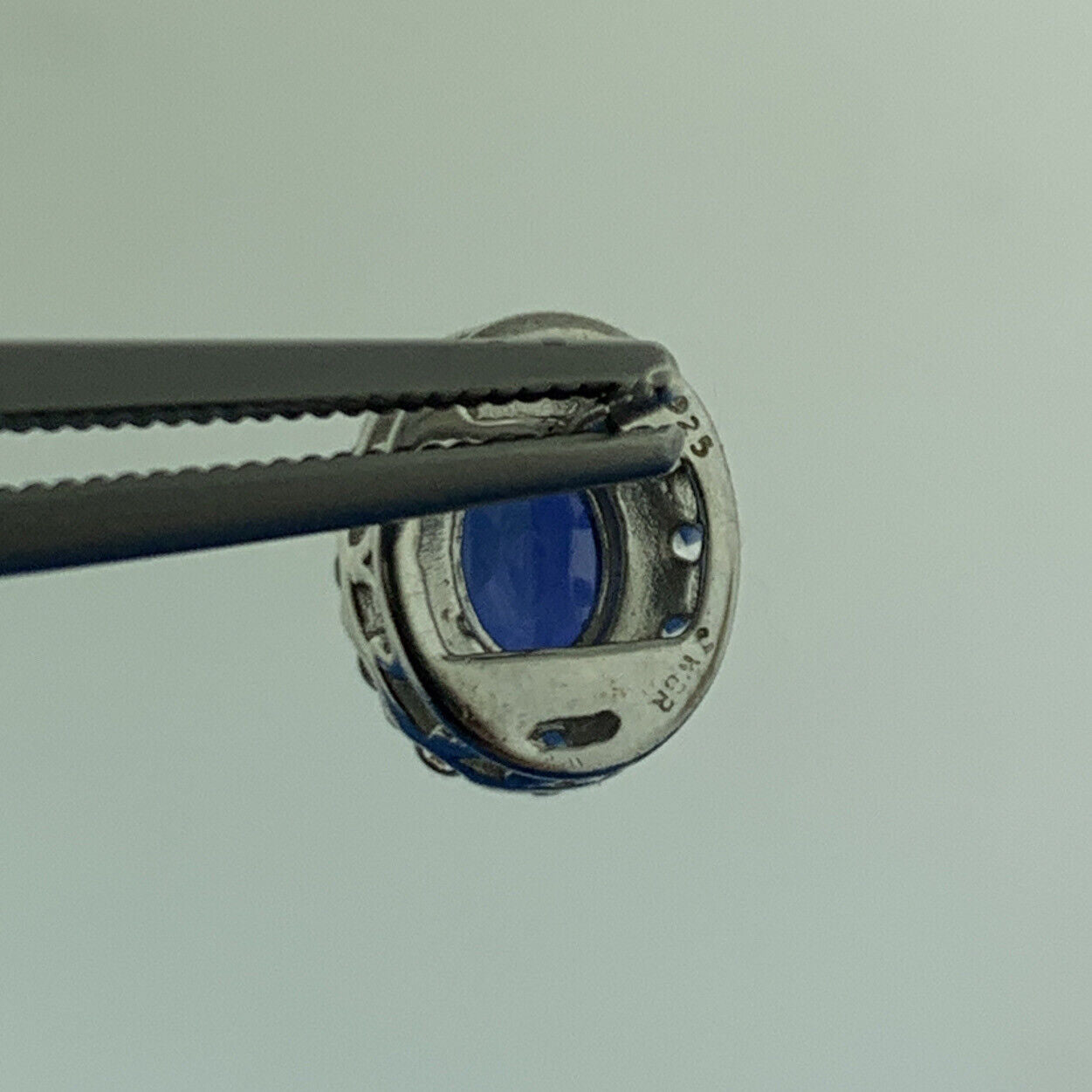 Jane Seymour JWBR Sterling Silver Lab Created Sapphire Oval Stud Earrings