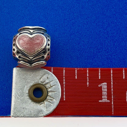 Authentic PANDORA 925 Sterling 790591EN28 Pink Enamel Rose Hearts Retired Charm
